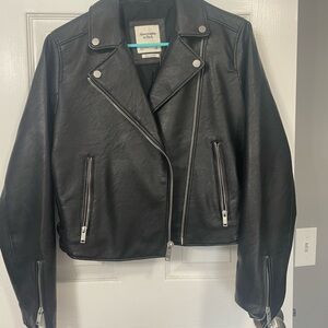 Abercrombie & Fitch Black Leather Motorcycle Jacket
